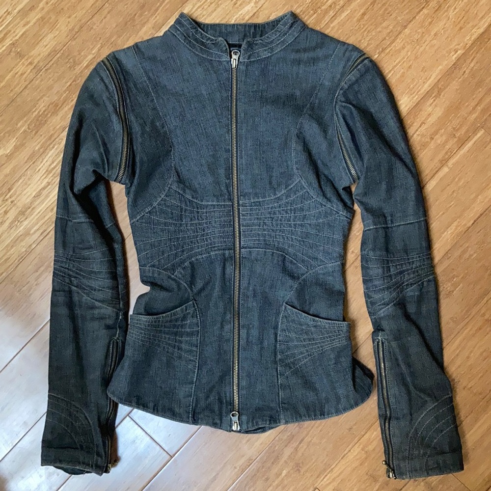 Shawna Hoffman Denim Moto Jacket Size 4